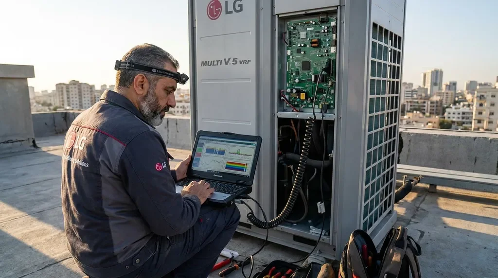 تصویر مرتبط با اتصال کوتاه کمپرسور و تعمیر VRF ال‌جی